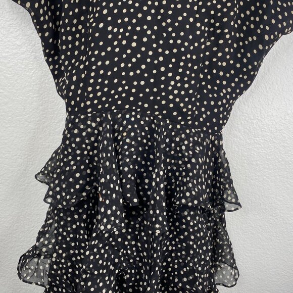Jackie Bernard Eklektic Dress Low Back Ruffle Layers Polka Dot Black Sz 8 - Picture 6 of 15